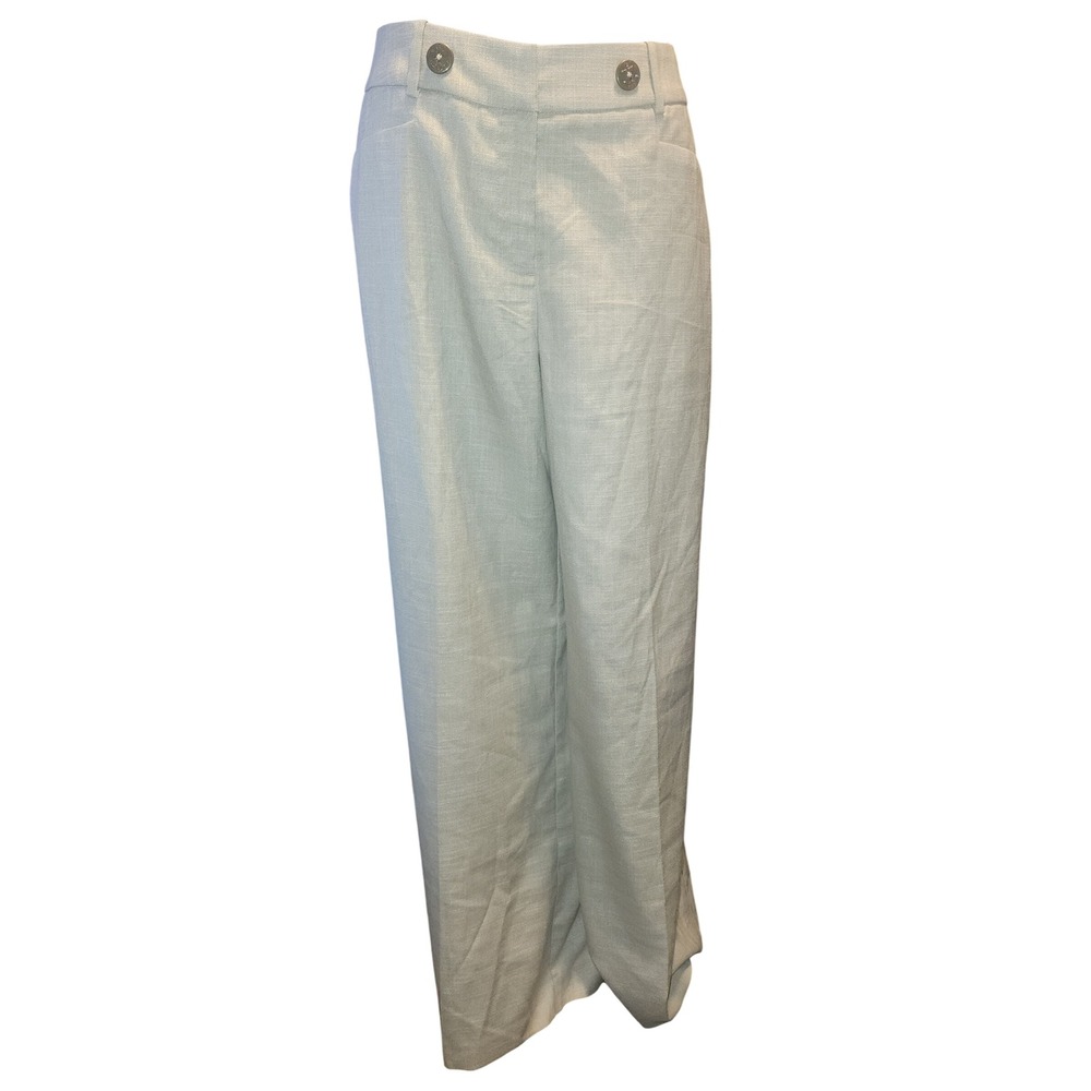 Nwt Lane Bryant Beige Wide Leg Trousers High Rise Dress Pants 14 R Office